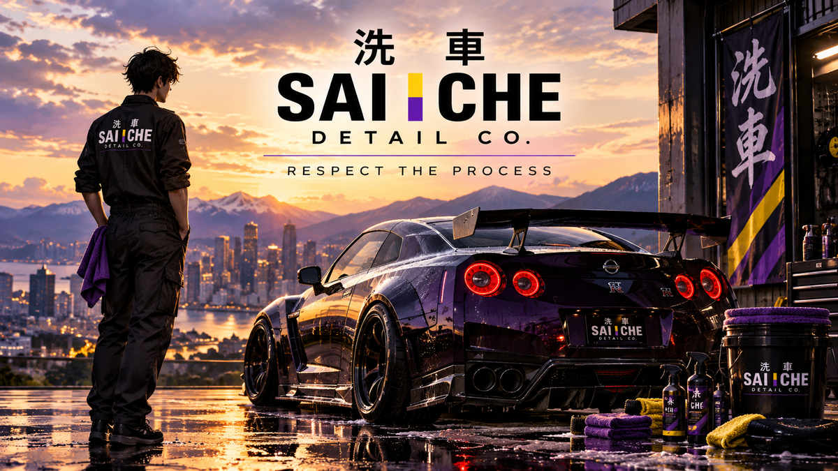 Sai Che Detail Co. automotive detailing brand representing pride, craftsmanship, Japanese-inspired car culture, and respect for the process