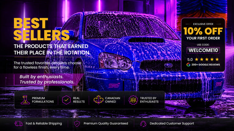 SAI CHE best-selling car detailing products in Canada, including car wash shampoo, foam cannon, microfiber drying towel and wheel cleaning supplies.
